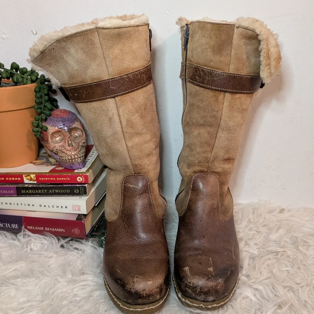 Vintage Sheepskin Shearling Leather Suede Boots - Maxine Canada
